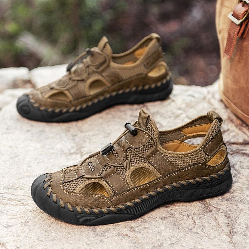 2025 Sandals Men's Shoes Summer Wear Hollow Non-slip Sports Bag Head Lightweight Soft Bottom Traceable River Beach Sandals