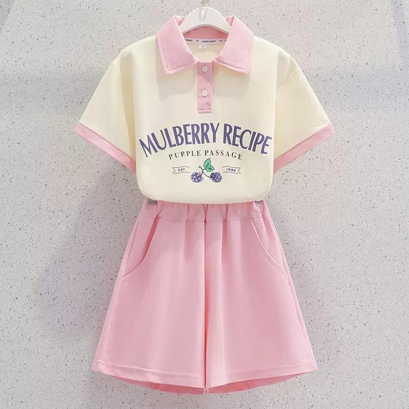 

Летний Набор Детской Одежды для Девочек с Вышивкой Букв, Повседневная Футболка с Коротким Рукавом + Шорты, Костюм-Двойка 150 розовый