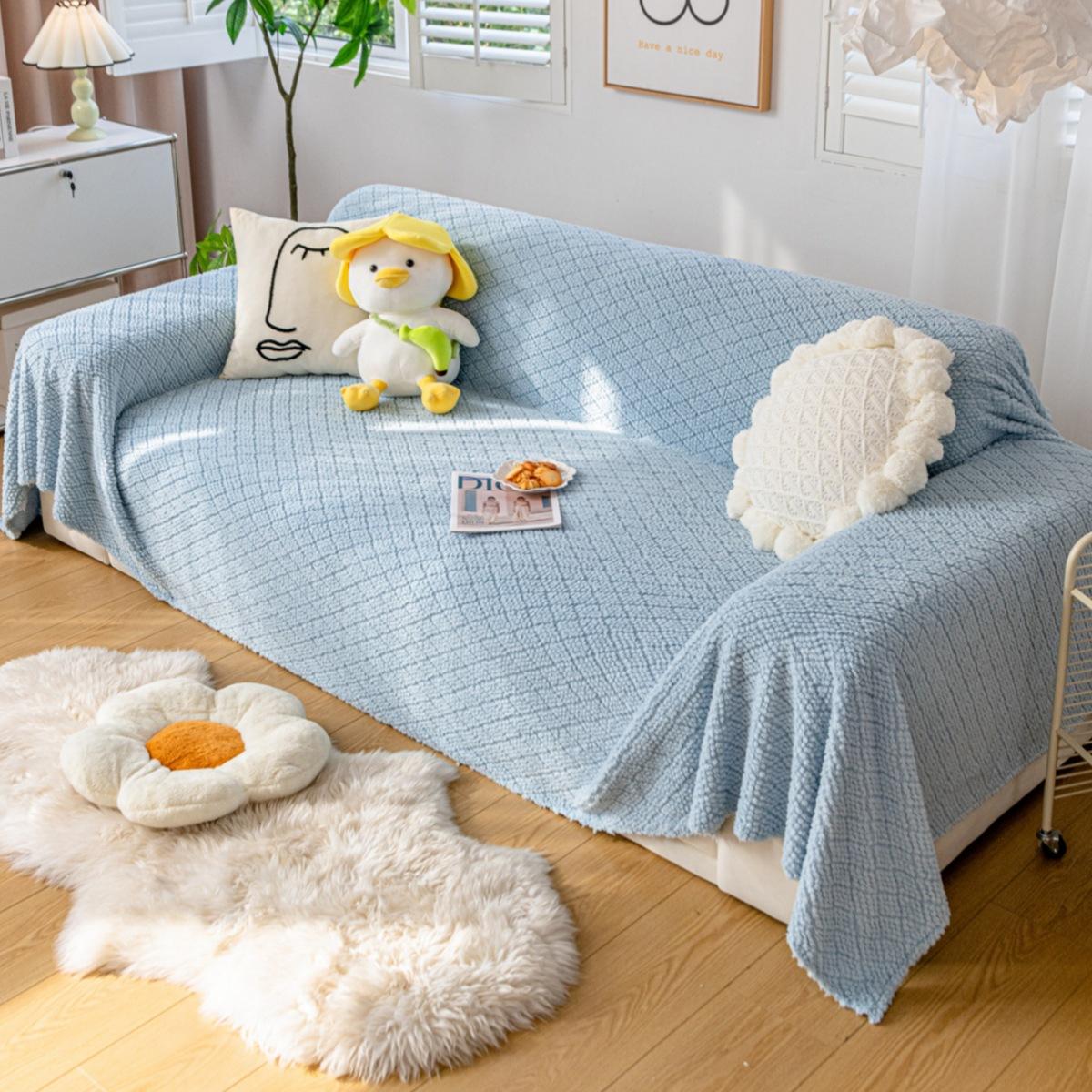 

Чехол для дивана с защитой от царапин от кошек, зимний плюшевый цельный чехол для дивана, универсальный чехол для дивана, двухстороннее утолщенное одеяло для дивана 180*130cm