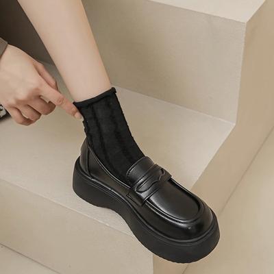 Authentic Leather Loafers Women's Shoes Small Leather Shoes Spring and Summer New Platform All-Matching Slip-on Mary Jane Shoes