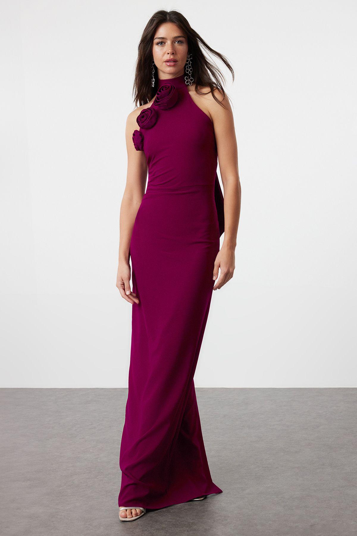 

Women s Fashion Plum Woven Evening Dress & Graduation Dress S