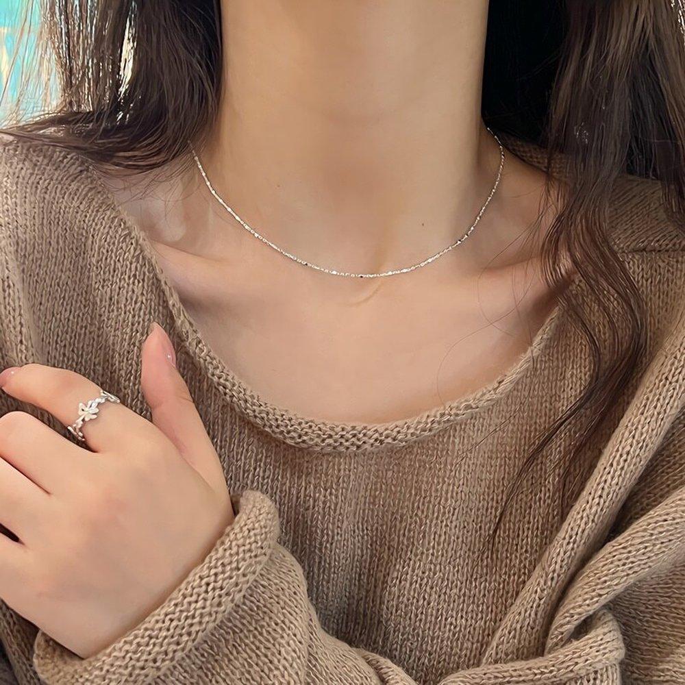 Women's Silver 925 Small Pearl Square Minimalist Necklace
