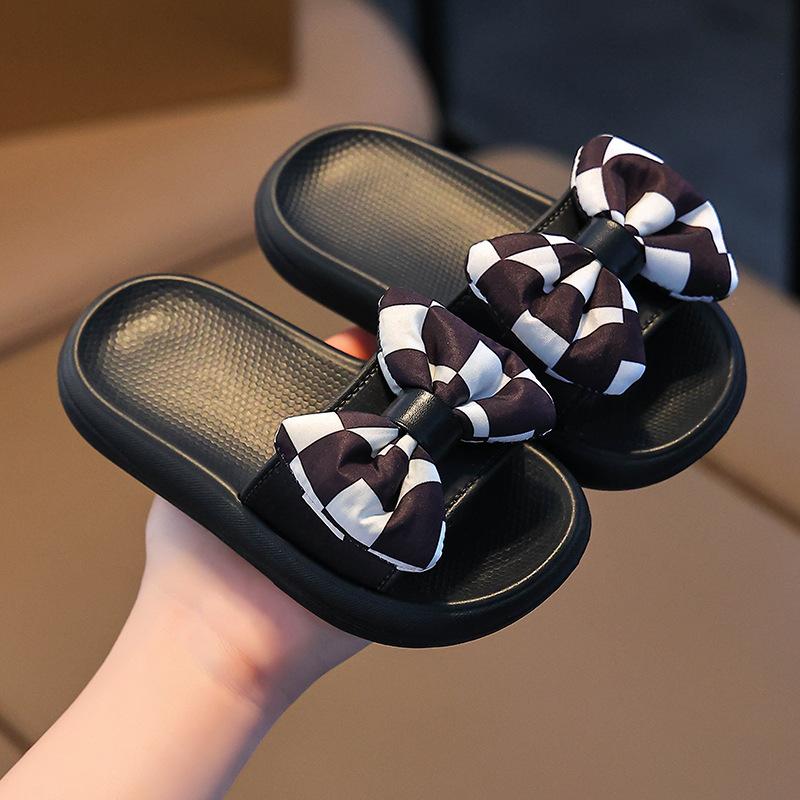 

Summer Slippers New Fashion Cute Sandals Soft Soled Non Slip Casual Girl Shoes Simple Flat Daily Classic Lightweight Kid Shoes insole16cm чёрный