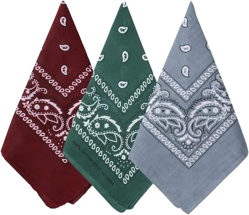 3 Pack Paisley Pattern Bandanas Face Mask Square Scarf Wristband Headwear Outdoor Sports Scarf Riding Camping Cycling Headscarf
