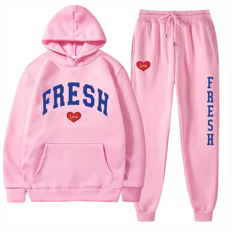 European Size Plus Fashion Printed Sweater Autumn and Winter Fleece Warm Hoodie Casual Sports Women's Suit