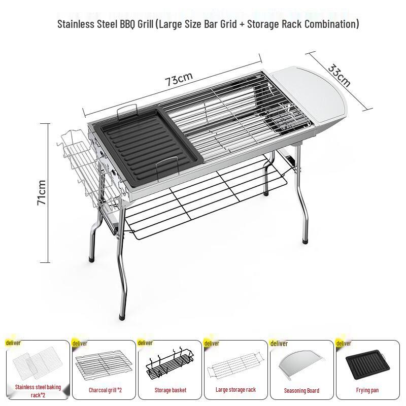 Tri-polar Stainless Steel Folding BBQ Grill