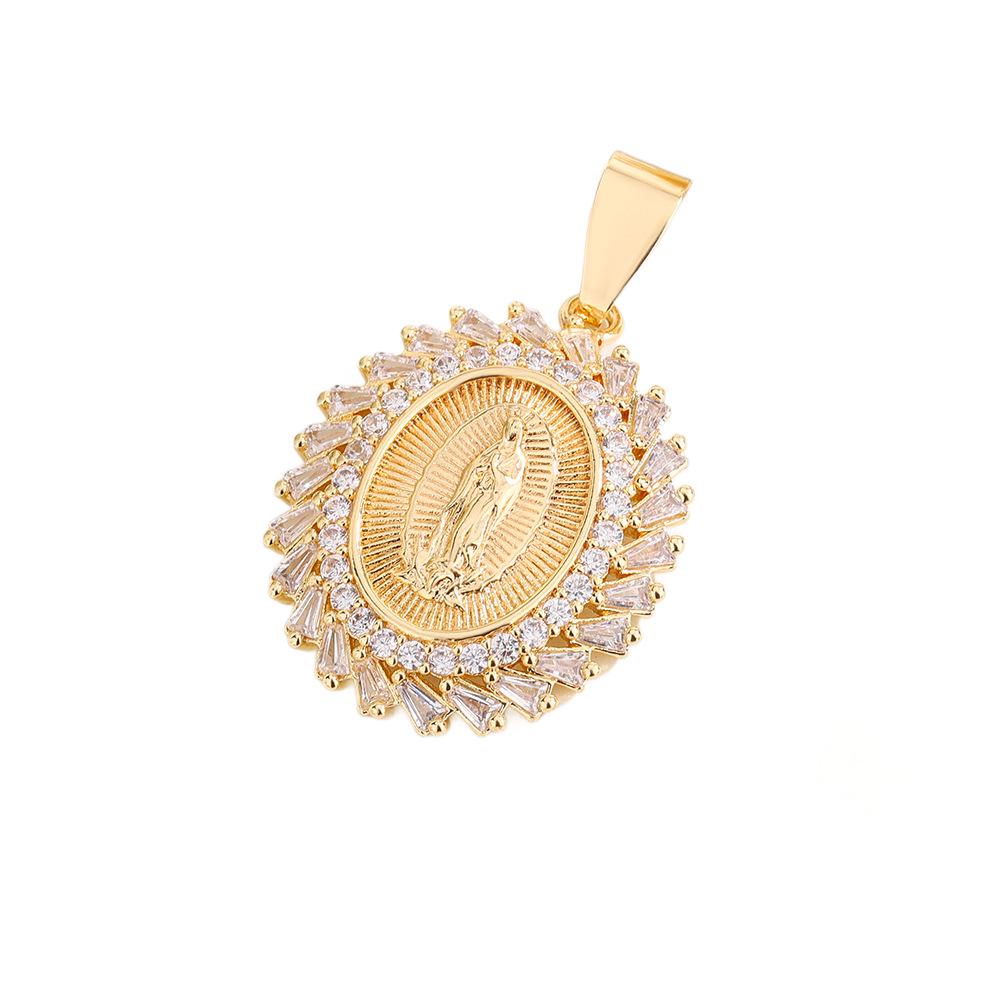 Retro Virgin Mary Zirconia Gold-plated Pendant