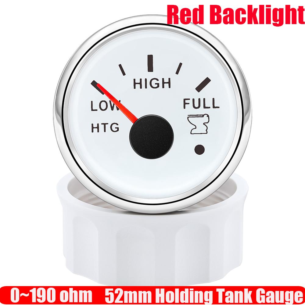 

ZMFJH Red Backlight 2 52MM Holding Tank Gauge with Flashing Warning 0-190ohm,240-33ohm Sewage Level Gauge Waste Meter Indicator 0-190ohm WS