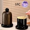 1Pc Elegant Walnut Wood Toothpick Holder with Ball Top - Solid Wood Design, High-End Decor for Living Room & Kitchen, Portable