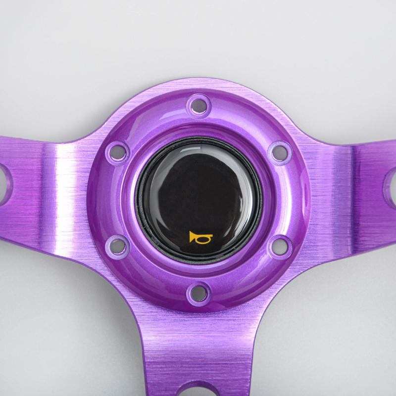 14'' Car JDM Drift Racing Steering Wheel Deep Dish PVC Sport Steering Wheel Purple Spoke