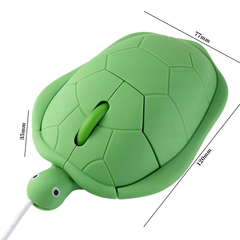 1200DPI Green Turtle Wired Mouse 3.6inch Button 3.6 Feet Cable Turtle Wired Mouse Cartoon Green Turtle Shape