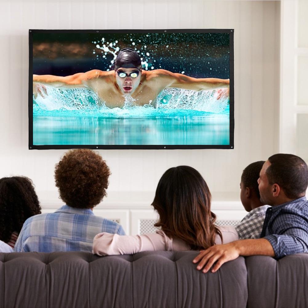 HD Projektionsleinwand Tragbare Faltbare Weiche Projektionsvorhang 100 Zoll 16: 9 4: 3 mit Haken