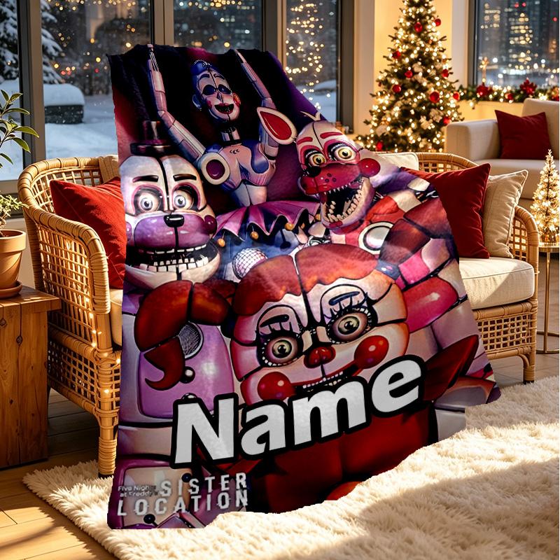 Custom Name Personalized Five Nights at Freddy's Print Blanket, Home Decor, Bedroom, Sofa, Camping, Couch, Gifts for Birthday ChristmasEnthusiasts