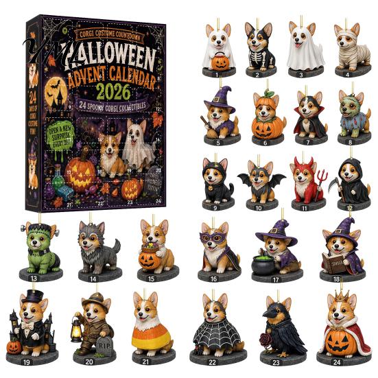 Holiday Gift 2026 Dog Christmas Advent Calendar, 24-Day Ornaments Countdown Calendar with 24 Day Box Pcs 2D Acrylic Figures for Lovers, Home