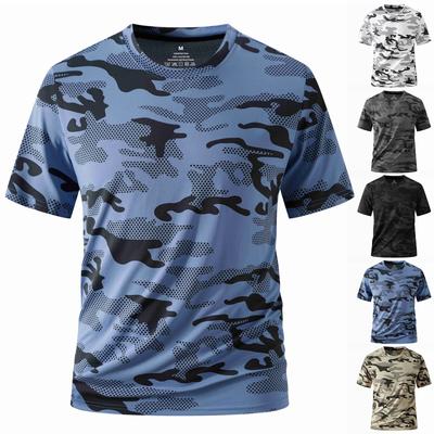 Men's Casual Lightweight Quick-drying Short-sleeved T-shirt - Men's Round-neck Camouflage Breathable Sweat-absorbing Cool-feeling T-shirt