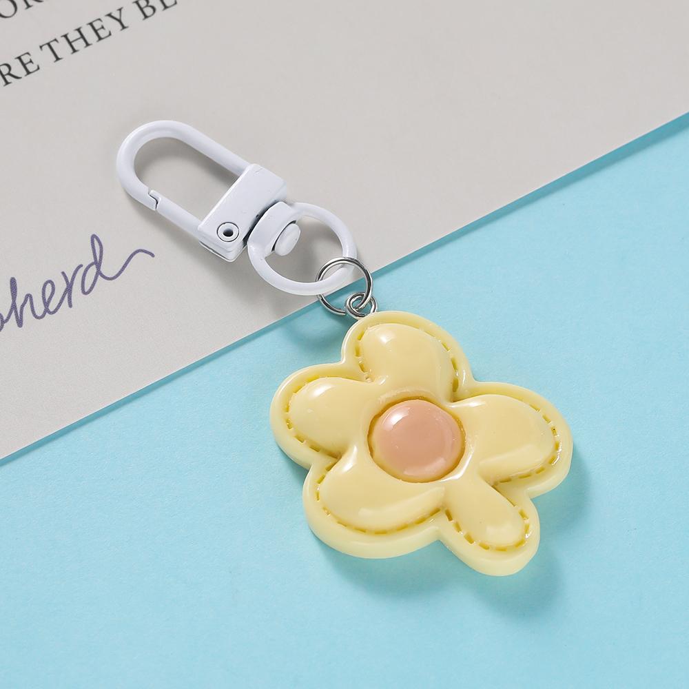1pc Flower Keychain Cute Mini Resin Floral Keyring Colorful Pendant for Keychain Bag Decoration Accessories