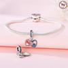 Original Copper Charms Luxury Pink Heart Blue Pendant Beads Fit Bracelet Diy Women Making Delicate Gift
