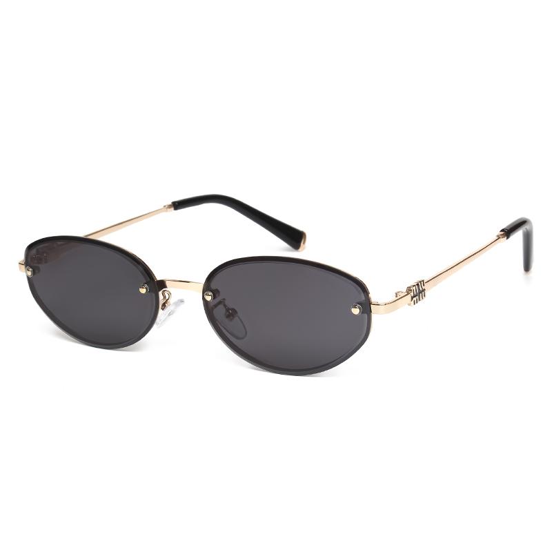 Small Oval Rimless Sunglasses Women Retro Metal Frame Cut Edge Photochromic Eyewear Fashion Trendy Sun Glasses for Street Photo