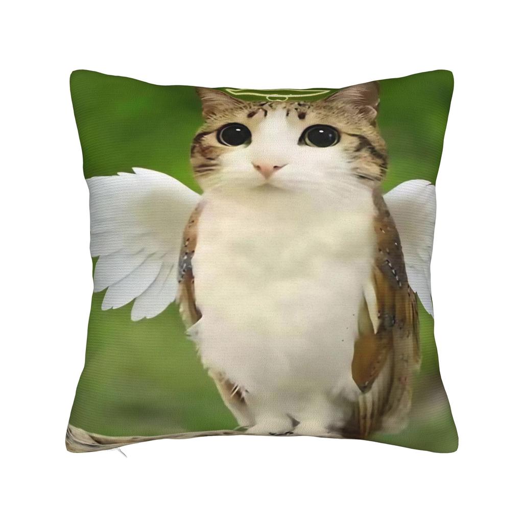 Home Decor Meowl Cat Owl Meme Pillowcase Accessories Pillow Cover Square Multi-Size
