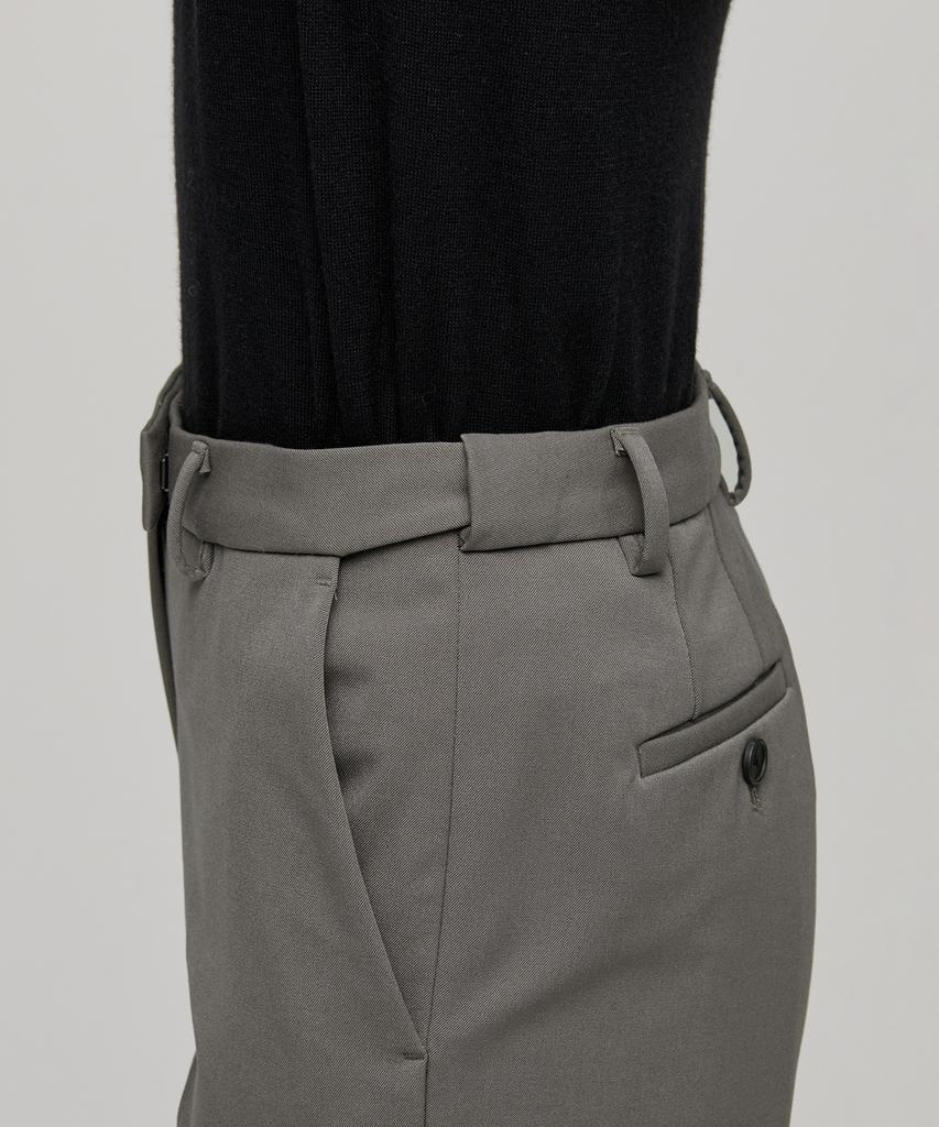MUSINSA STANDARD WOMAN Women'S Heavyweight Fleece-Lined Slim Straight Hidden Elastic Waist Slacks [Warm Gray]