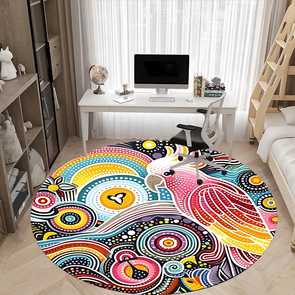 1pc Colorful Parrot Artwork Chair Carpet for Office Non-Slip, Machine Washable Rug for Office - Holiday DecorMachine Made yy251029081