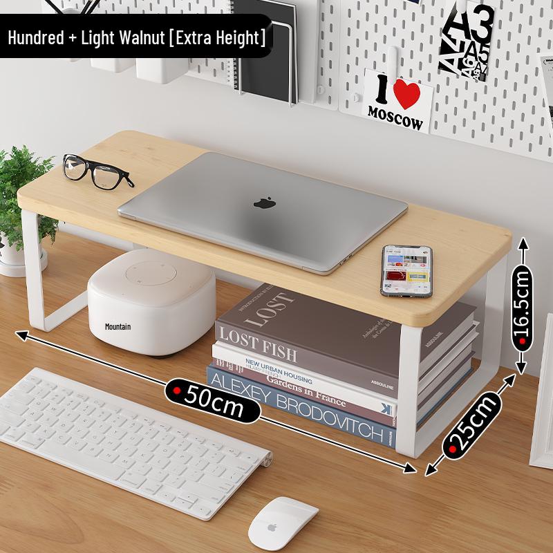 Wooden Desktop Monitor Riser with Storage Tray