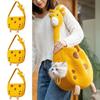 Cute Giraffe Shaped Cat Carrier Bag Warm Portable Pet Outdoor Bag Large Capacity Crossbody Pet Supplies Winter