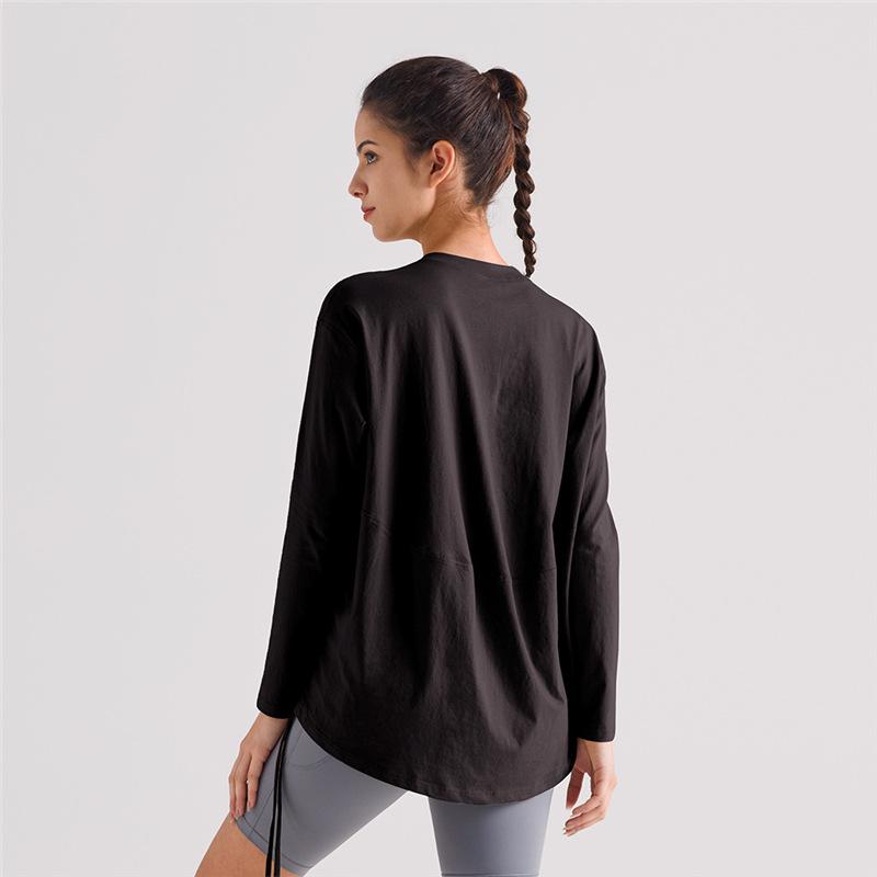 

Женский быстросохнущий дышащий топ для йоги - Свободного кроя с длинным рукавом и завязкой сбоку для бега и пилатеса Large