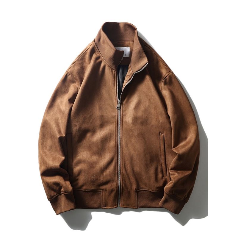 American Retro Suede Outwear Men Spring and Autumn 2024 New Arrival Stand Collar Jacket Export Export Men's Clothing Tops