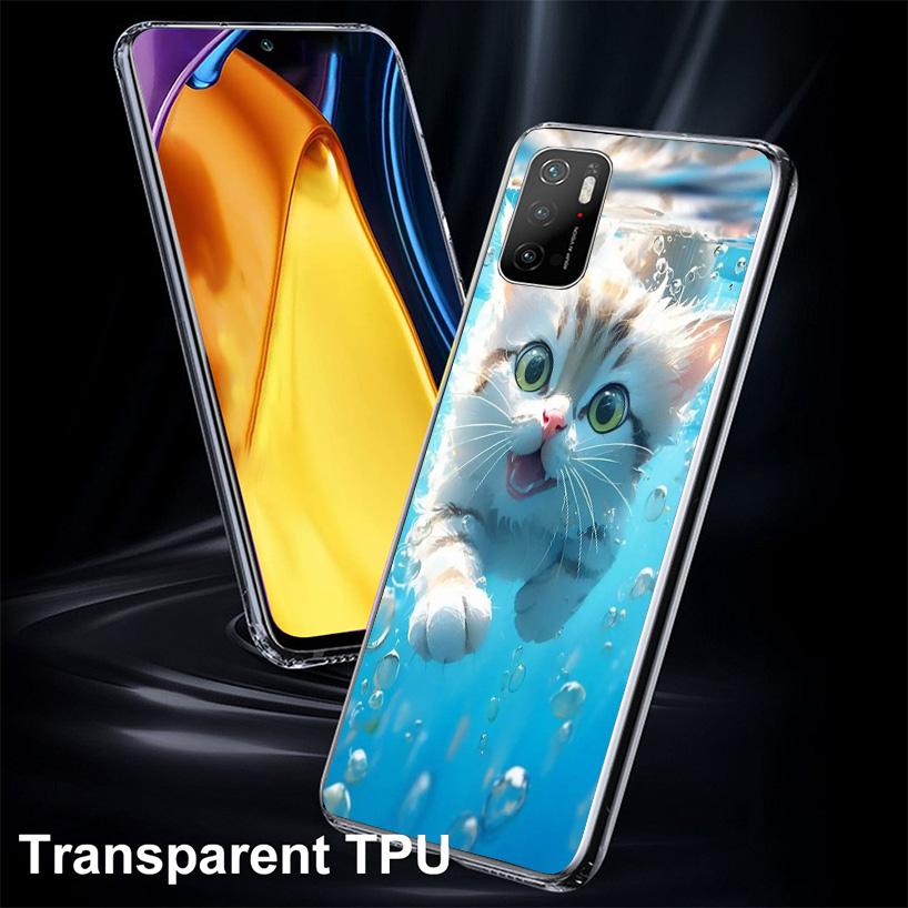 Cartoon Cute Cat Fish Aesthetic Cover Phone Case For Xiaomi Poco F7 Ultra X7 X6 X5 Pro M7 Redmi 15C 15 13C 13 12C 12 10C 10 9A 9
