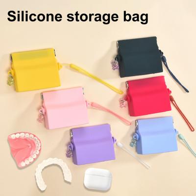 Silicone Retainer Case Snap Closure Anti-Collision Dental Retainer Pouch with Vent Holes Portable Orthodontic Aligner Case for Daily Errands Travel