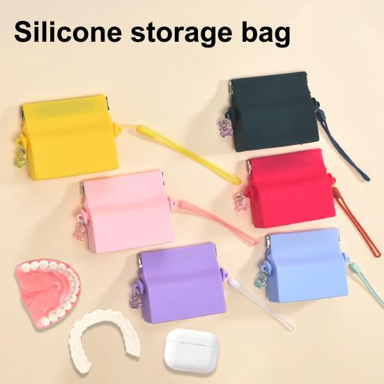 Silikon Aufbewahrungsbox Schnappverschluss Kollisionsschutz Zahnspangenetui mit Belüftungslöchern Tragbare Kieferorthopädische Aligner-Box für tägliche Besorgungen Reisen