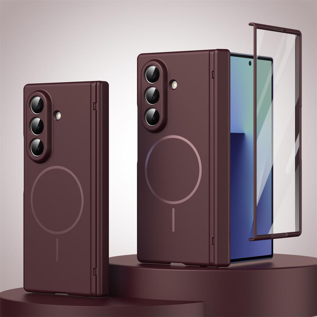 Hinge Protective Magnetic Shockproof Phone Case for Samsung Galaxy Z Fold 7 6 5 4 3 5G for Magsafe Fold7 Fold6 Frosted Cover