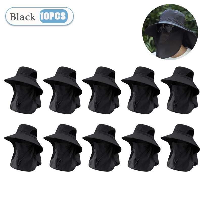 1-10PCS Sun Protection Hat with Face Veil Neck Flap Mosquito Proof Fishing Cap Outdoor UV Wide Brim Fisherman