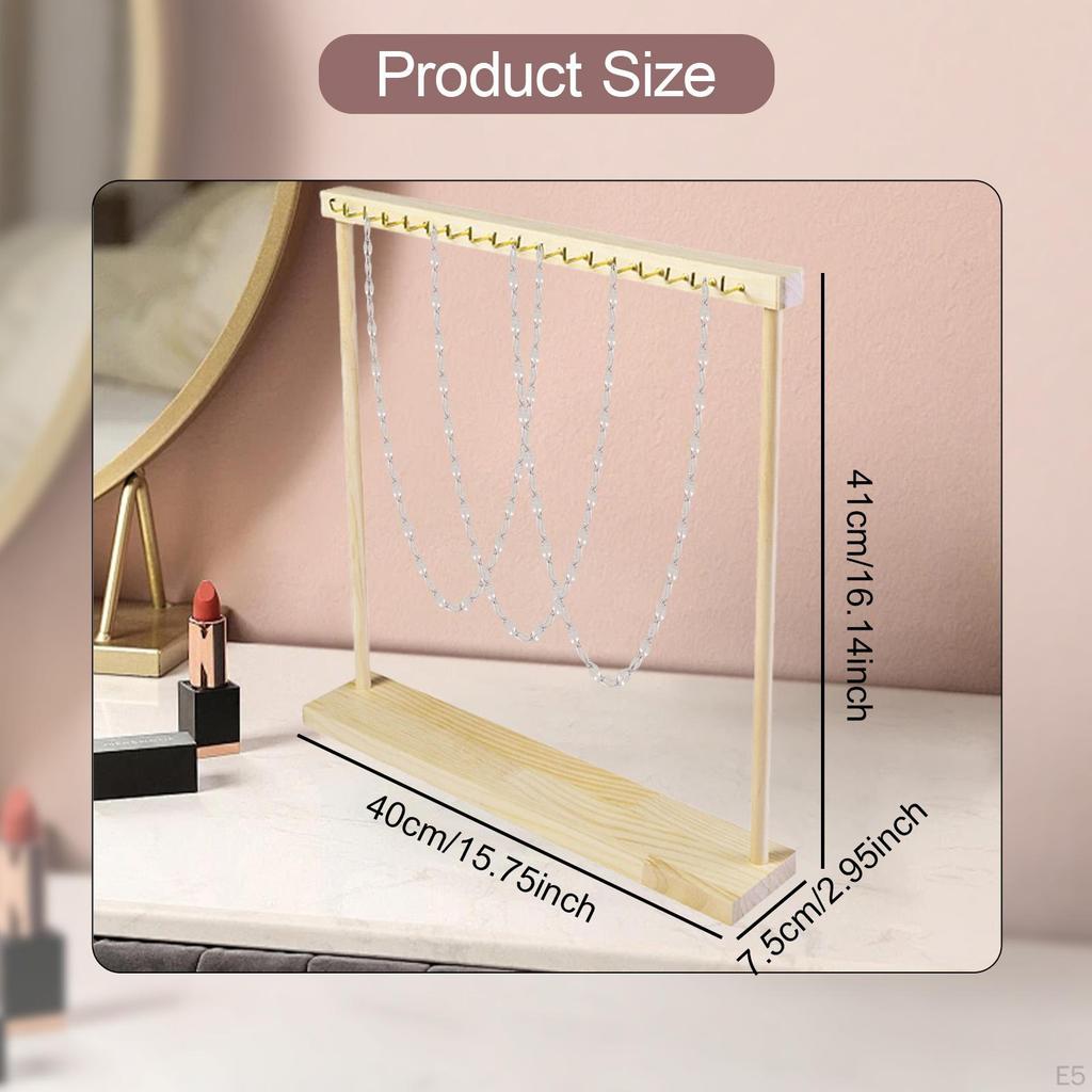 Necklace Display Holder Hanging Hooks Wood Jewelry Organizer Hanger for Shop