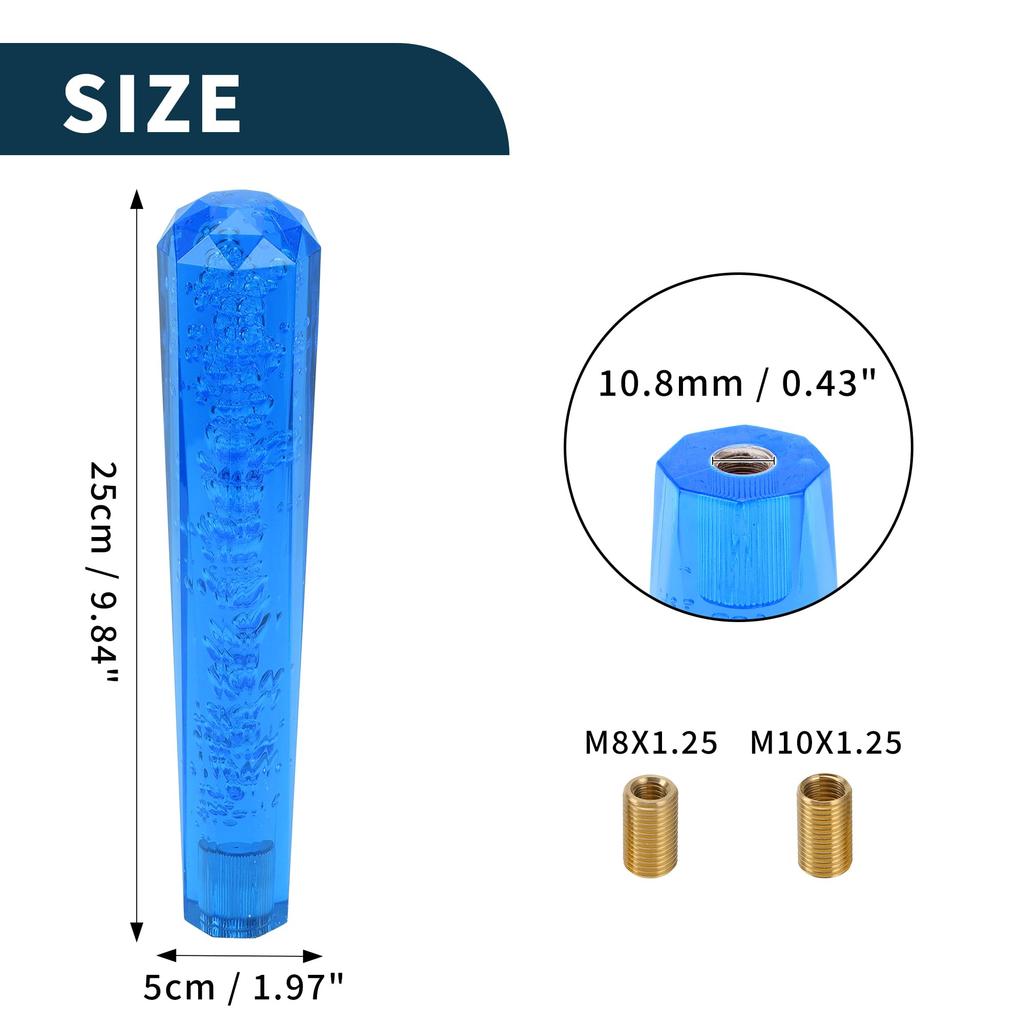 TUCKBOLD Car Shift 1 Universal for Automobiles and Manual with 2 Adapters Knob, 25cm, Blue, Set, Acrylic, Transmissions,