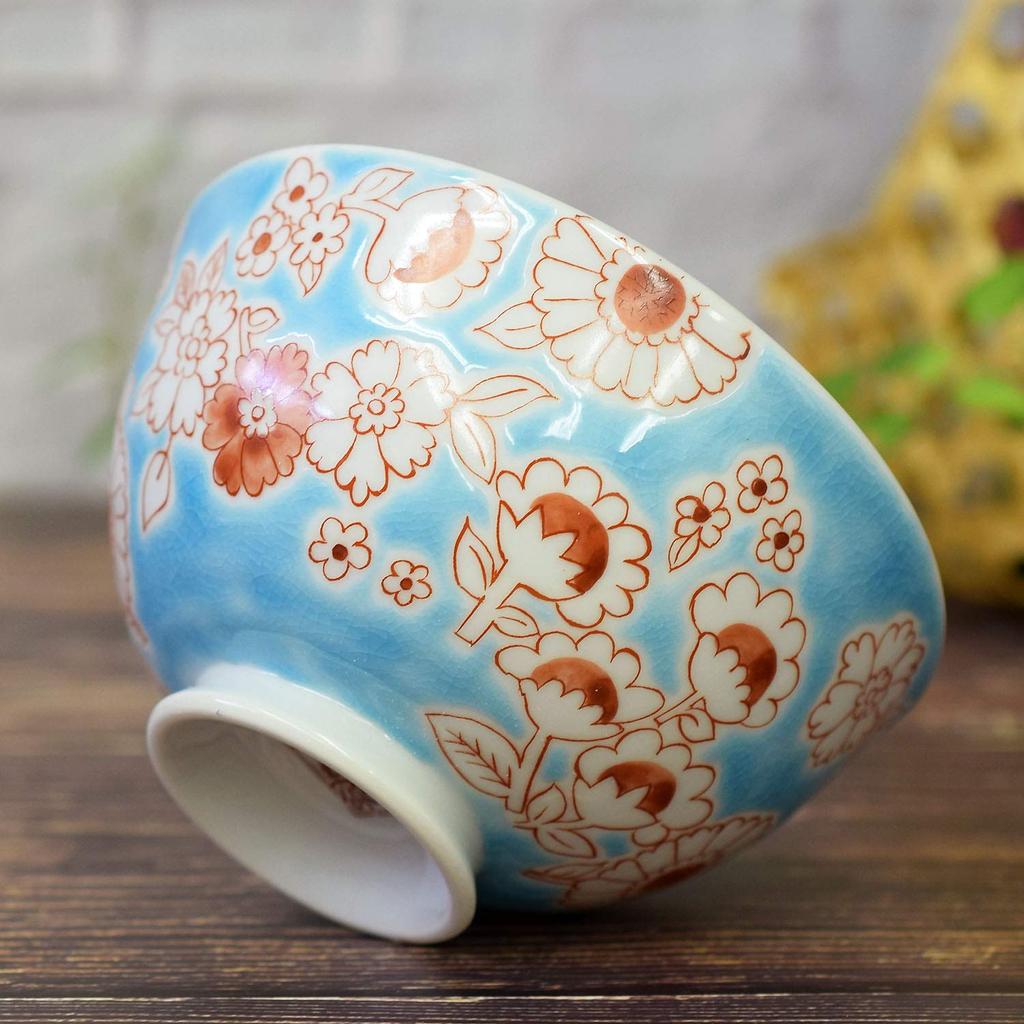 Waza no Kura Stilig Teskål Servise Kutani Ware Lett Risbolle Blomsterdusj Teskål Merke Japansk Servise