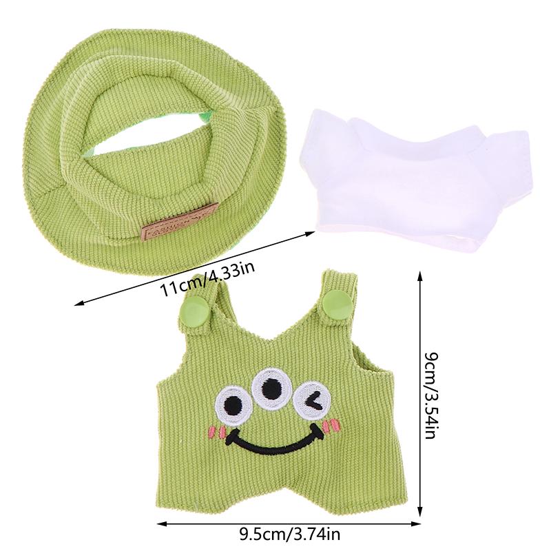 For 17Cm Labubu Doll Clothes Accessories Cute Mini White Shirt Hat Animal Overalls Set Plush Dolls Change Clothing Gifts