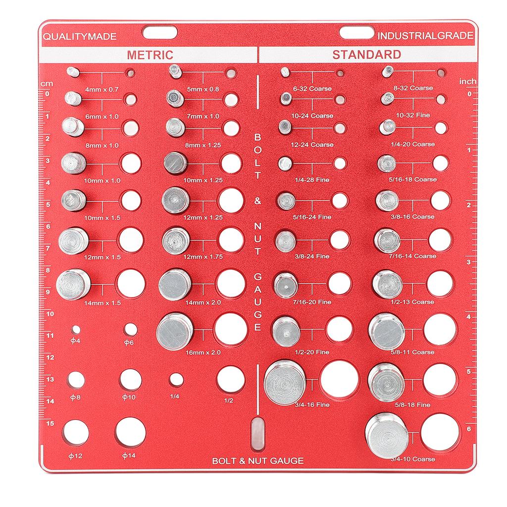 34PCS Screw Nut and Bolt Thread Checker Aluminum Alloy High Accuracy Bolt Nut Measuring Tool