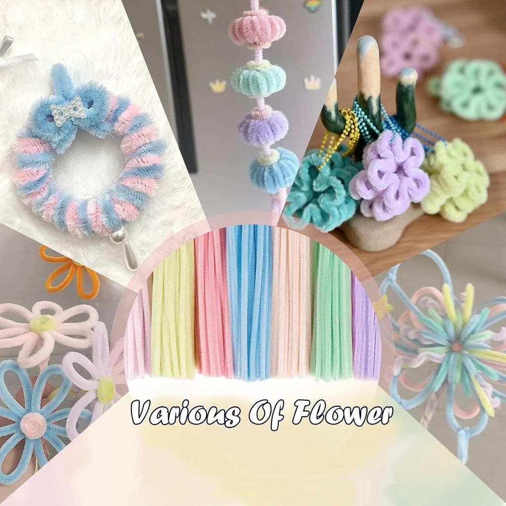 700Pcs Pastel Pipe Cleaners Craft Chenille Stems, Thick Fluffy Fuzzy Sticks Craft Supplies for DIY Flowers Creative Handcrafting