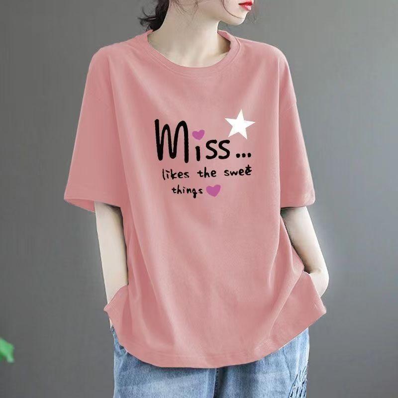 

Рубашка для девочек с круглым вырезом и короткими рукавами Tide Spring Clothing Casual Simple Short sleeves T Shirt L