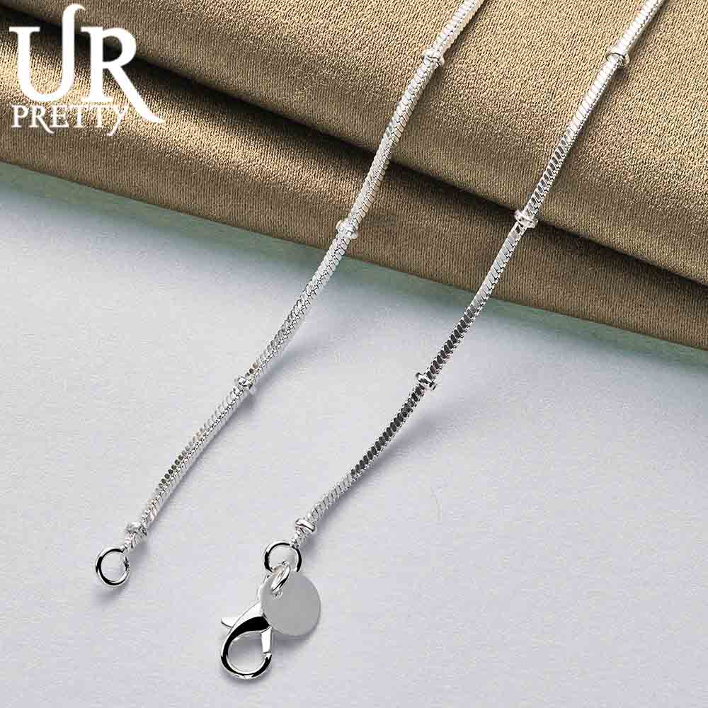 925 Sterling Silver Snake Chain Bead Necklace Fashion Wedding Jewelry