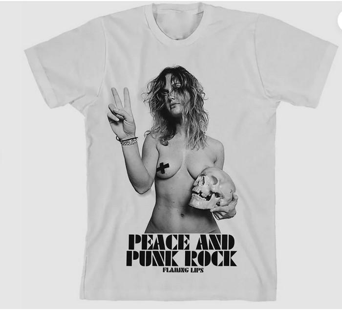 The Flaming Lips Peace Punk Rock Girl T-shirt Cotton Tee Shirt