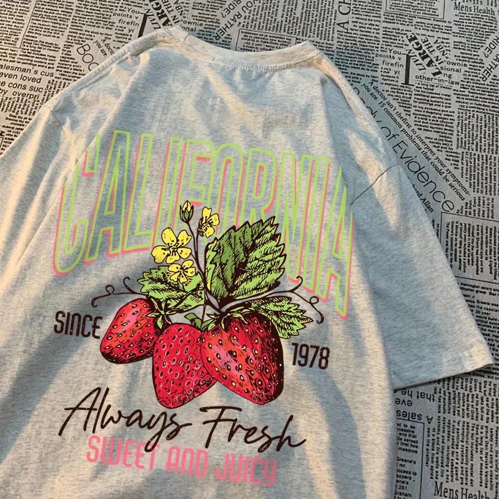 California Always Fresh Sweet And Mens T-Shirt Crewneck T Shirts Cotton Couple Breathable T Shirt Summer Loose Couple Tops