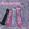 Sotf TPE Transparent Butt Plug Jelly Dildo Cheap 4Sizes Suction Cup Cock Vaginal Masturbation Small Penis Women Man Sex Toys