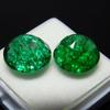 Natural Green Emerald Loose Gemstone Colombian Round 17.23 ct Pair for Jewelry Making and Crafts