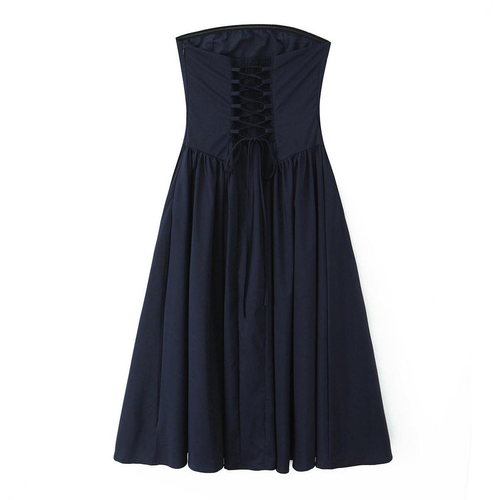 2025 Retro Strapless Elegant Backless Mid-Length Evening Dress - French Sexy Slim Fit