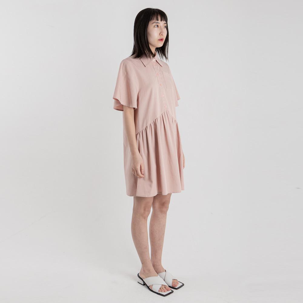 Wimzi Mind Blossom Short-Sleeve Shirt Dress Pink