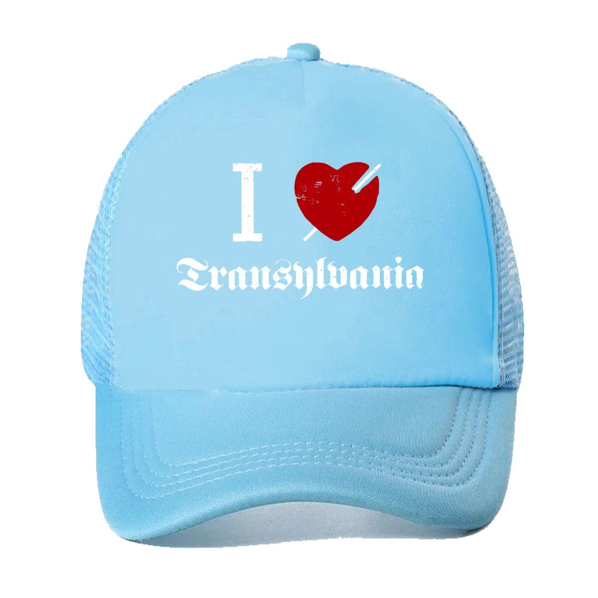 

Transylvania Love Travel Inspired Heart Themed Text Art Mesh Baseball Cap One Size