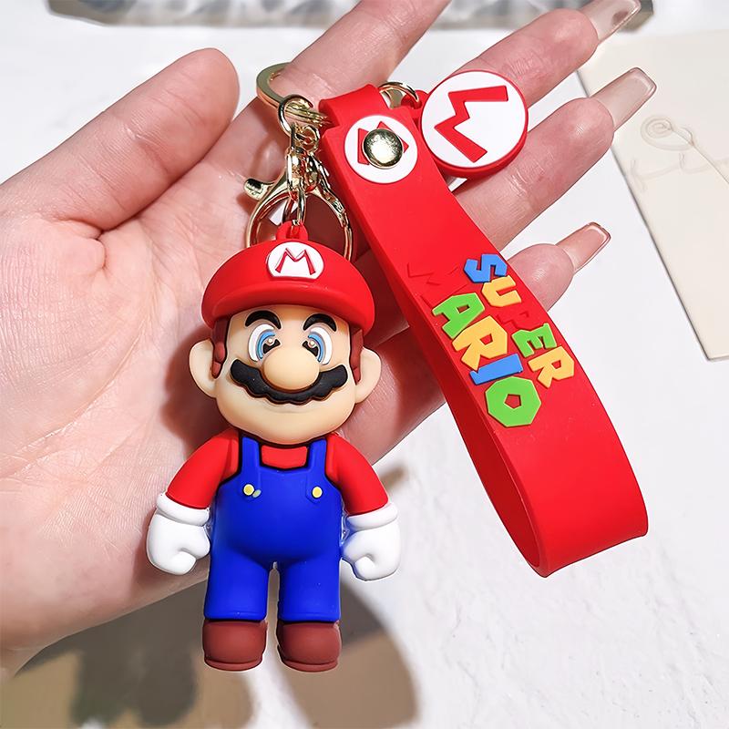 

Anime Super Mario Bros Keychain Pendant Cartoon Mario Luigi Princess Peach Key Chain Backpack Bag Car Keyring Prop Gift